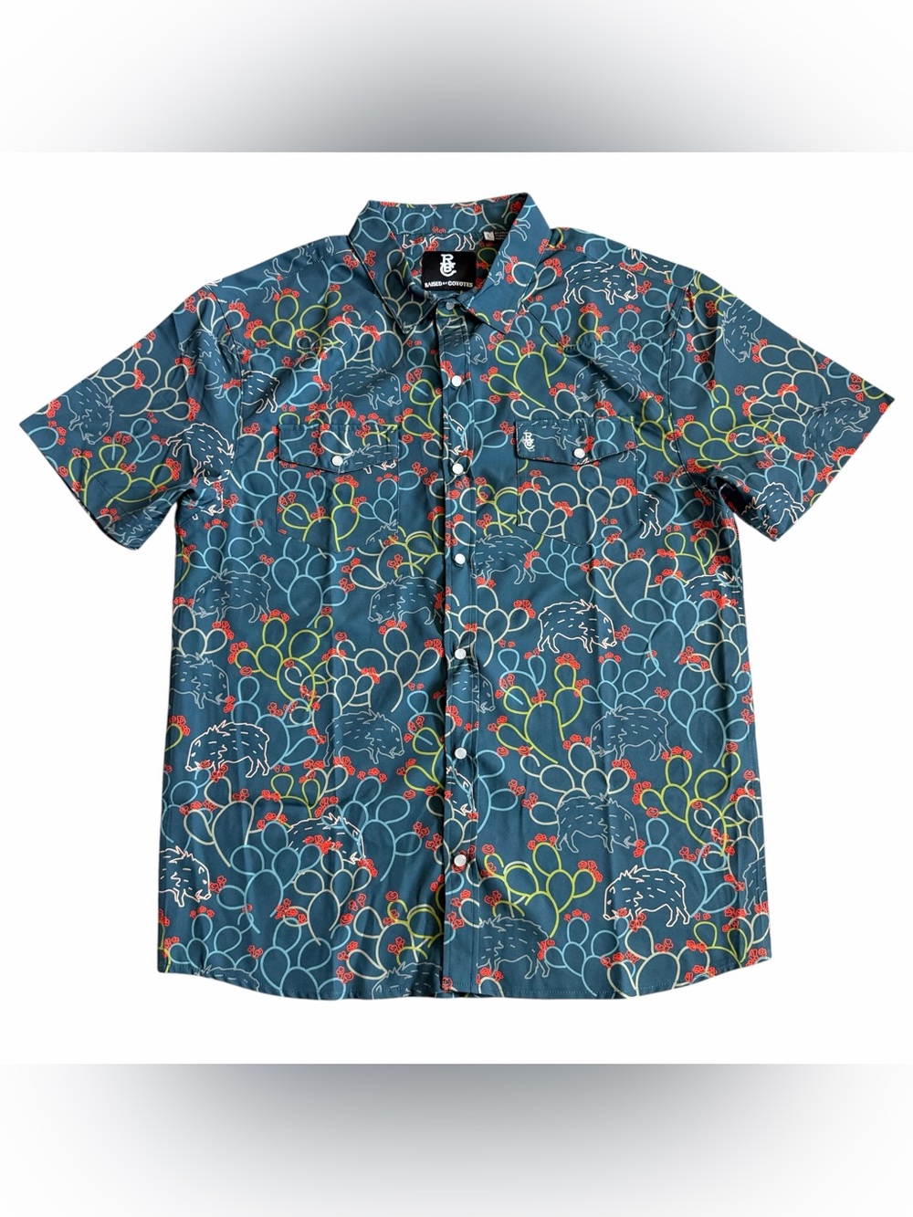 Raised By Coyotes Men’s Javelina Paradise Pearl Snap Shirt Sz L Short Sleeve NEW